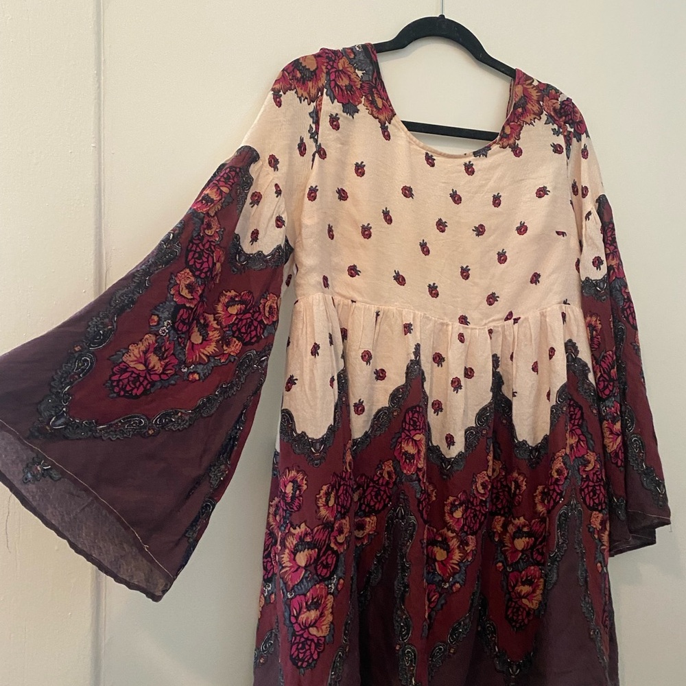 Free People Bohemian Dress with Bell Sleeves
